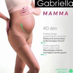 Rajstopy Gabriella Mamma 40 den beige. Brązowe skarpety damskie Gabriella, bez wzorów, z bawełny. Za 33.90 zł.