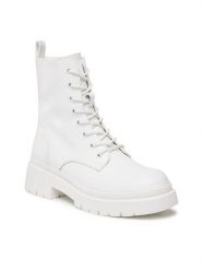 Jenny Fairy Trzewiki HZ90107-2 Biały. Białe botki damskie Jenny Fairy, ze skóry, bez obcasa, na płaskiej podeszwie, bez zapięcia. Za 143.99 zł.