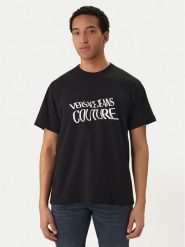 Versace Jeans Couture T-Shirt 80GAHE04 CJ00E Czarny Regular Fit. Czarne koszulki polo męskie Versace Jeans Couture, m, bez wzorów, z bawełny, bez ramiączek. Za 466.99 zł.