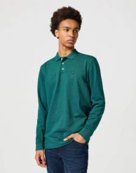 WRANGLER MĘSKA KOSZULKA LS REFINED POLO VERDANT GREEN 112357285 W8F3014320. Zielone koszulki polo męskie Wrangler, m, bez wzorów, bez ramiączek. Za 89.99 zł.