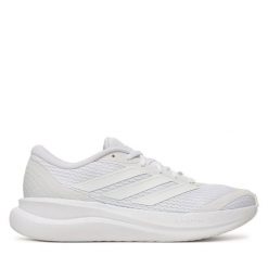 Buty do biegania adidas. Białe obuwie sportowe damskie Adidas, bez wzorów, do biegania. Za 259.99 zł.