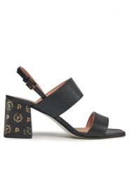 Pollini Sandały SA16106C1ITDP000 Czarny. Czarne sandały damskie Pollini, bez wzorów, ze skóry, bez obcasa, na słupku, bez zapięcia. Za 1,109.00 zł.