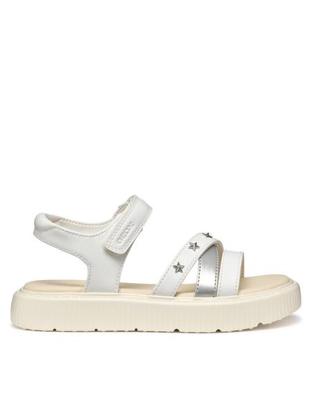 Geox Sandały J Kodette Gir J45DBI 000BC C0007 S Biały. Białe sandały dziewczęce Geox, ze skóry, bez zapięcia. Za 269.99 zł.