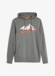 Bluza z kapturem z czystej bawełny organicznej. Szare bluzy męskie bonprix, m, bez wzorów, z bawełny, z kapturem. Za 109.99 zł.