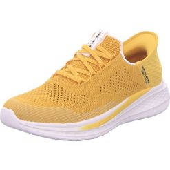 Tenisówki Skechers Model Slip-ins 210810s Slade Kolor żółty. Żółte trampki męskie Skechers, bez wzorów, z materiału, bez zapięcia. Za 361.35 zł.