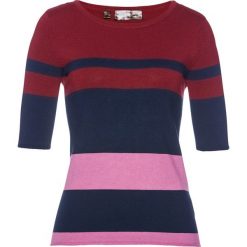 Sweter, krótki rękaw bonprix bordowo-różowy bez - ciemnoniebieski. Swetry damskie marki bonprix. Za 54.99 zł.