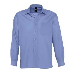 Męska Koszula Z Długim Rękawem Baltimore Poplin. Niebieskie koszule męskie SOL'S, l, bez wzorów, casualowe, bez kołnierzyka, bez ramiączek. Za 124.99 zł.