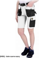 R.E.I.S. OX-FIO-TS - Spodnie ochronne do pasa FIO z krótkimi nogawkami, damskie - biało-czarno-szary 4XL. Białe spodnie sportowe damskie R.E.I.S., s, bez wzorów, sportowe. Za 53.58 zł.