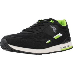 Buty sportowe dla mężczyzn U.S. Polo Assn. Czarne eleganckie półbuty U.S. Polo Assn., z materiału, eleganckie, z okrągłym noskiem, bez zapięcia. Za 229.99 zł.