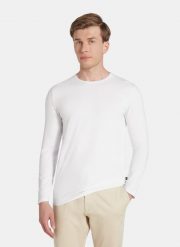 PAKO LORENTE – Longsleeve męski w kolorze białym. Białe bluzki z długim rękawem męskie Pako Lorente, m, bez wzorów, z bawełny, bez kołnierzyka. Za 69.99 zł.