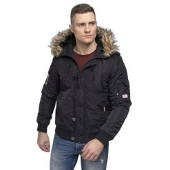 Kurtka zimowa Lonsdale Jarreth. Czarne kurtki męskie Lonsdale, na zimę, m, bez wzorów, z futra, bez kaptura. Za 566.70 zł.