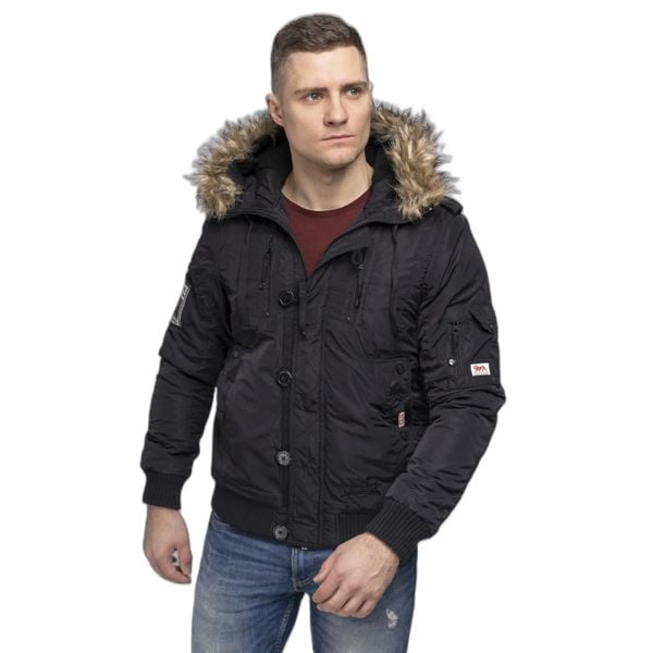 Kurtka zimowa Lonsdale Jarreth. Czarne kurtki męskie Lonsdale, na zimę, m, bez wzorów, z futra, bez kaptura. Za 566.70 zł.