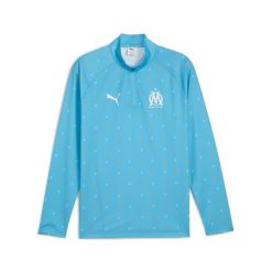 Męska bluza przedmeczowa z zamkiem 1/4 Olympique Marsylia PUMA. Niebieskie koszulki sportowe męskie Puma, m, bez wzorów, bez kołnierzyka, bez ramiączek, do piłki nożnej. Za 349.00 zł.