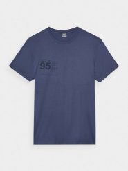 4F T-shirt regular z nadrukiem męski - granatowy XL. Niebieskie koszulki sportowe męskie 4f, m, bez wzorów, z bawełny, klasyczne, bez kołnierzyka. W wyprzedaży za 39.99 zł.