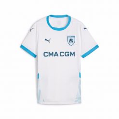 Koszulka domowa dla kobiet OM 2024/25. Białe koszulki sportowe damskie Puma, bez wzorów, bez kołnierzyka, bez ramiączek, do piłki nożnej. W wyprzedaży za 276.95 zł.