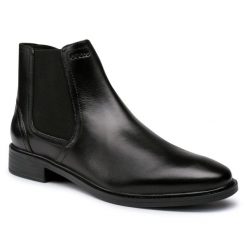 Botki Geox. Czarne botki męskie Geox, bez wzorów, bez zapięcia. Za 339.99 zł.