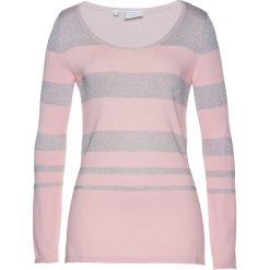Sweter Premium bonprix srebrno-pastelowy jasnoróżowy. Swetry damskie marki bonprix. Za 59.99 zł.