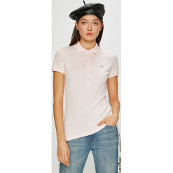 Lacoste - Top. Szare topy damskie Lacoste, z bawełny, z krótkim rękawem. W wyprzedaży za 279.90 zł.