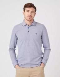 WRANGLER REFINED POLO MĘSKA KOSZULKA DŁUGI RĘKAW BLUE W7F9KHB51 112323733. Niebieskie bluzki z długim rękawem męskie Wrangler, m, bez wzorów, bez ramiączek. Za 119.99 zł.