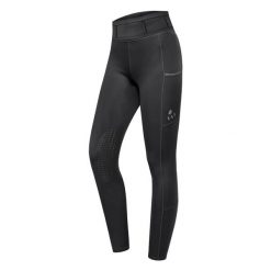 Legginsy jeździeckie mid grip damskie ELT Ella. Czarne legginsy damskie ELT, bez wzorów, z elastanu. Za 159.50 zł.