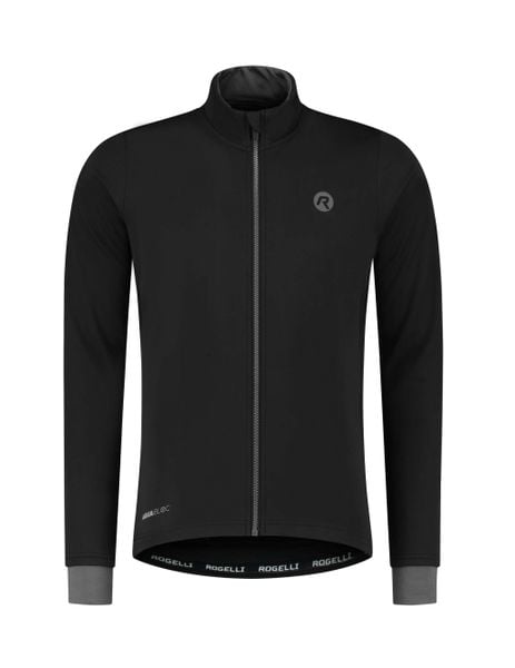 Kurtka rowerowa męska Rogelli Essential. Czarne kurtki męskie Rogelli, m, bez wzorów, z gumy, do biegania. Za 419.99 zł.