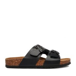 Klapki Lasocki. Czarne klapki damskie Lasocki, bez wzorów, bez obcasa. Za 149.99 zł.