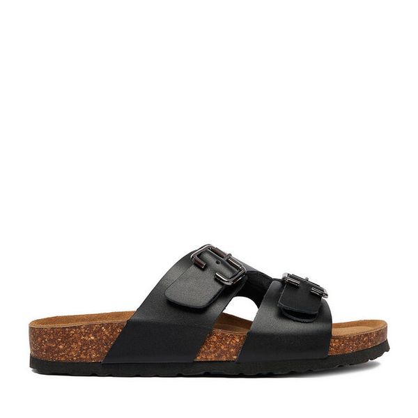 Klapki Lasocki. Czarne klapki damskie Lasocki, bez wzorów, bez obcasa. Za 149.99 zł.