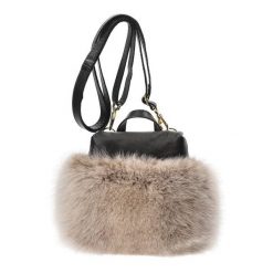 Beżowa Elegancka Torebka Luka-Pelli Plecaczek Z Naturalnym Futrem Z Lisa. Brązowe plecaki damskie Luka Pelli, bez wzorów, ze skóry, eleganckie. Za 529.00 zł.