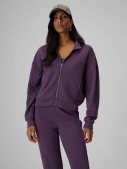 4F Bluza dresowa loose bez kaptura damska - fioletowa L. Fioletowe bluzy damskie 4f, l, bez wzorów, z dresówki, biznesowe. Za 169.99 zł.