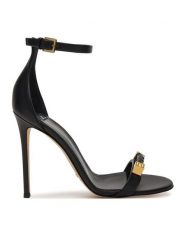 Elisabetta Franchi Sandały SA12L61E2 Czarny. Czarne sandały damskie Elisabetta Franchi, bez wzorów, ze skóry, bez obcasa, na szpilce, bez zapięcia. Za 2,729.00 zł.