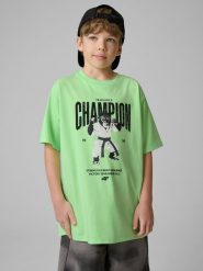 4F T-shirt loose z nadrukiem chłopięcy - zielony 158/164 (12-14 lat). Zielone t-shirty dla chłopców 4f, bez wzorów, bez ramiączek. Za 49.99 zł.