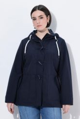 Damskie Kurtka softshellowa HYPRAR hydrofobowa guziki-kołki. Niebieskie kurtki damskie Ulla Popken, plus size, bez wzorów, z dżerseju, z kapturem. Za 479.99 zł.