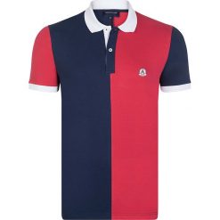 Koszulka polo w kolorze czerwono-granatowym. Czerwone koszulki polo męskie marki Giorgio di Mare, bez wzorów, z bawełny, bez ramiączek. W wyprzedaży za 85.95 zł.