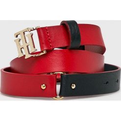 Tommy Hilfiger - Pasek skórzany. Różowe paski damskie Tommy Hilfiger, w paski, z materiału. Za 199.90 zł.