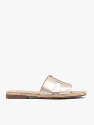 Platynowe klapki H. Brązowe klapki damskie Ryłko, bez wzorów, ze skóry, eleganckie, bez obcasa, na obcasie. Za 279.99 zł.