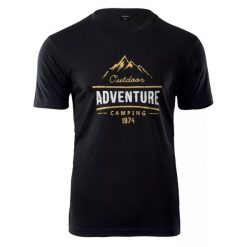 Koszulka męska Hi-Tec Lore - czarna, Rozmiar XXL. Czarne t-shirty męskie Hi-tec, m, bez wzorów, z bawełny, klasyczne, bez kołnierzyka. Za 39.99 zł.