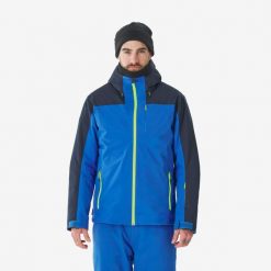 Kurtka narciarska i snowboardowa męska Quechua 500. Niebieskie kurtki snowboardowe męskie WED'ZE, m, bez wzorów, z materiału, bez kaptura, narciarskie. Za 399.99 zł.