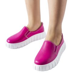Różowe półbuty LS5379 Fuchsia. Czerwone półbuty damskie bez wzorów, sportowe, bez obcasa, bez zapięcia. Za 218.13 zł.