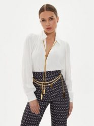 Elisabetta Franchi Bluzka CA0-934-6E2-V420 Biały Standard Fit. Białe bluzki damskie Elisabetta Franchi, bez wzorów, z syntetyku, bez kołnierzyka, bez ramiączek. Za 1,439.00 zł.