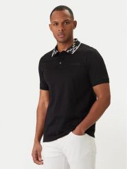 KARL LAGERFELD Polo 745010 562200 Czarny Regular Fit. Czarne koszulki polo męskie KARL LAGERFELD, l, bez wzorów, z bawełny, bez ramiączek. Za 539.99 zł.