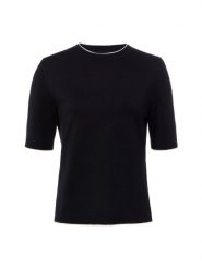 S.Oliver BLACK LABEL bluzka z dzianiny Kobiety czarny, 44. Czarne bluzki damskie s.Oliver BLACK LABEL, s, bez wzorów, z dzianiny, eleganckie, bez kołnierzyka, bez ramiączek. Za 229.95 zł.