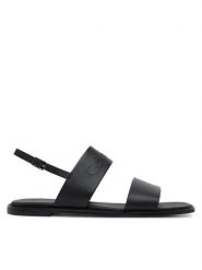 Calvin Klein Sandały Flat Sandal - He HW0HW02377 Czarny. Czarne sandały damskie Calvin Klein, bez wzorów, ze skóry, bez obcasa, na płaskiej podeszwie, bez zapięcia. Za 289.99 zł.