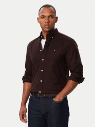 Tommy Hilfiger Koszula Flannel Solid MW0MW40469 Brązowy ciemny Regular Fit. Brązowe koszule męskie Tommy Hilfiger, m, bez wzorów, z bawełny, bez kołnierzyka, bez ramiączek. Za 369.99 zł.
