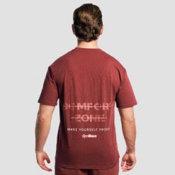 Koszulka męska fitness oversize Zone Cherrywood. Czerwone koszulki sportowe męskie GYMBEAM, m, bez wzorów, z bawełny, bez kołnierzyka, bez ramiączek, na fitness i siłownię. Za 89.90 zł.