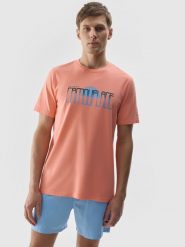 4F T-shirt z nadrukiem męski - pomarańczowy 3XL. Brązowe koszulki sportowe męskie 4f, m, z aplikacjami, z bawełny, klasyczne, bez kołnierzyka. W wyprzedaży za 39.99 zł.