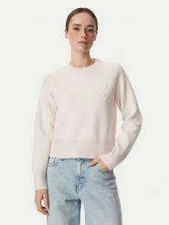 Calvin Klein Jeans Sweter LV047H320G Różowy jasny Regular Fit. Czerwone swetry damskie Calvin Klein Jeans, l, bez wzorów, z bawełny, bez kołnierzyka, bez ramiączek, bez kaptura. Za 569.99 zł.