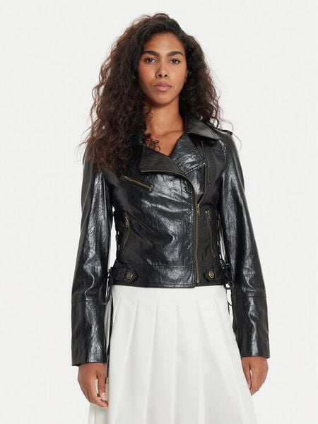 TWINSET Kurtka z imitacji skóry 241TP2300 Czarny Slim Fit. Czarne kurtki damskie Twinset, bez wzorów, ze skóry, bez kaptura. Za 849.99 zł.