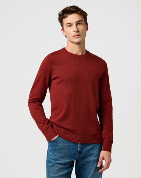 MESKI SWETER WRANGLER KNIT SWEATER FIRED BRICK 112371537. Swetry przez głowę męskie Wrangler, xl, bez wzorów, bez kołnierzyka. Za 169.99 zł.