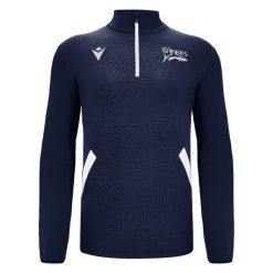 Koszulka treningowa Sale Sharks 2024/25. Niebieskie koszulki sportowe męskie Macron, bez wzorów, bez kołnierzyka, bez ramiączek. Za 328.50 zł.