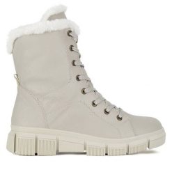 Trzewiki Rieker. Brązowe botki damskie Rieker, bez obcasa, na płaskiej podeszwie, bez zapięcia. Za 279.99 zł.